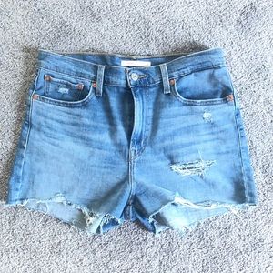 Levi high rise ripped shorts
